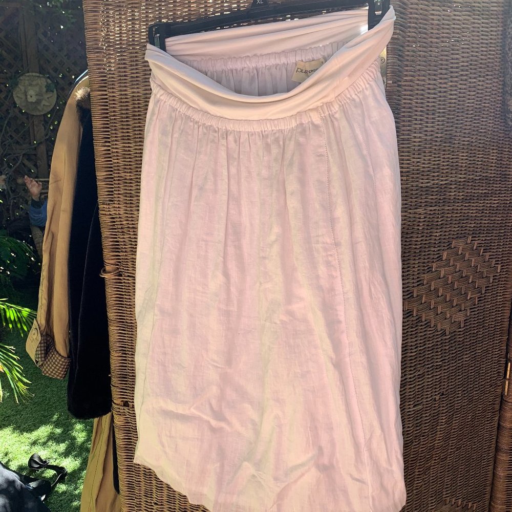 White DKNY midi skirt